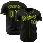 Custom Green-Gold Authentic Baseball Jersey - Black Color Design Custom Black Green-Gold Authentic Baseball Jersey