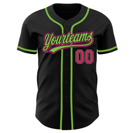 Custom Baseball Jersey in Black, Hot Pink & Neon Green - Authentic Design Custom Black Hot Pink-Neon Green Authentic Baseball