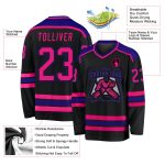 Custom Black Hot Pink Purple Hockey Jersey for Men and Women - Personalized Apparel Custom Black Hot Pink-Purple Hockey Jersey