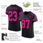 Custom Black Hot Pink Purple Mesh Football Jersey - Authentic Fan Gear Custom Black Hot Pink-Purple Mesh Authentic Football