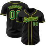 Custom Black Baseball Jersey - Kelly Green and Gold Authentic Design Custom Black Kelly Green-Gold Authentic Baseball Jersey