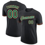 Custom Performance T-Shirt in Black with Kelly Green and Orange Accents Custom Black Kelly Green-Orange Performance T-Shirt
