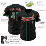 Custom Black Baseball Jersey with Kelly Green and Red Accents - Authentic Design Custom Black Kelly Green-Red Authentic Baseball