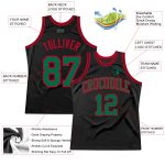 Custom Black Kelly Green Red Basketball Jersey - Authentic Throwback Design Custom Black Kelly Green-Red Authentic Throwback