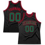 Custom Black Kelly Green Red Basketball Jersey - Authentic Throwback Design Custom Black Kelly Green-Red Authentic Throwback