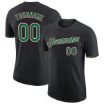 Custom Performance T-Shirt in Black with Kelly Green and Red Accents Custom Black Kelly Green-Red Performance T-Shirt