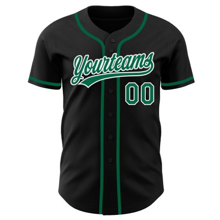 Custom Black Kelly Green White Baseball Jersey - Authentic Design for Fans Custom Black Kelly Green-White Authentic Baseball
