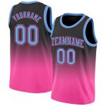 Custom Black Light Blue-Pink Fade Basketball Jersey - Authentic Fashion Design Custom Black Light Blue-Pink Authentic Fade