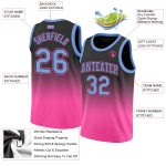Custom Black Light Blue-Pink Fade Basketball Jersey - Authentic Fashion Design Custom Black Light Blue-Pink Authentic Fade