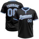 Custom Black Light Blue White Unisex Softball Jersey Two-Button Design Custom Black Light Blue-White Two-Button Unisex Softball