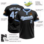 Custom Black Light Blue White Unisex Softball Jersey Two-Button Design Custom Black Light Blue-White Two-Button Unisex Softball
