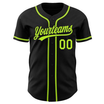 Custom Baseball Jersey - Black Neon Green Design, Authentic Style Custom Black Neon Green Authentic Baseball Jersey