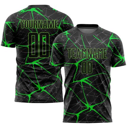 Custom Sublimation Soccer Jersey - Black Neon Green Uniform Custom Black Neon Green Sublimation Soccer Uniform Jersey