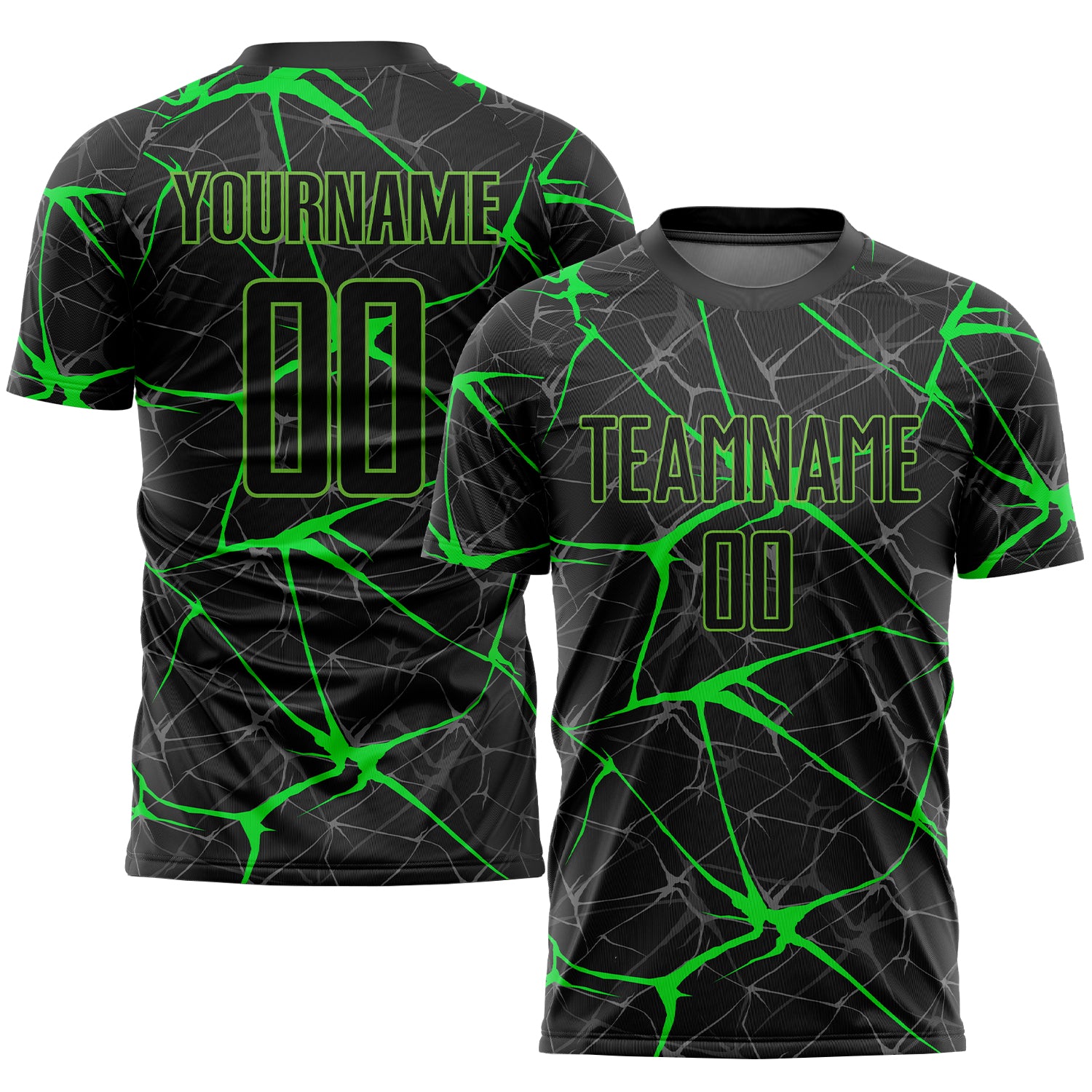 Custom Sublimation Soccer Jersey - Black Neon Green Uniform Custom Black Neon Green Sublimation Soccer Uniform Jersey