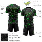 Custom Sublimation Soccer Jersey - Black Neon Green Uniform Custom Black Neon Green Sublimation Soccer Uniform Jersey