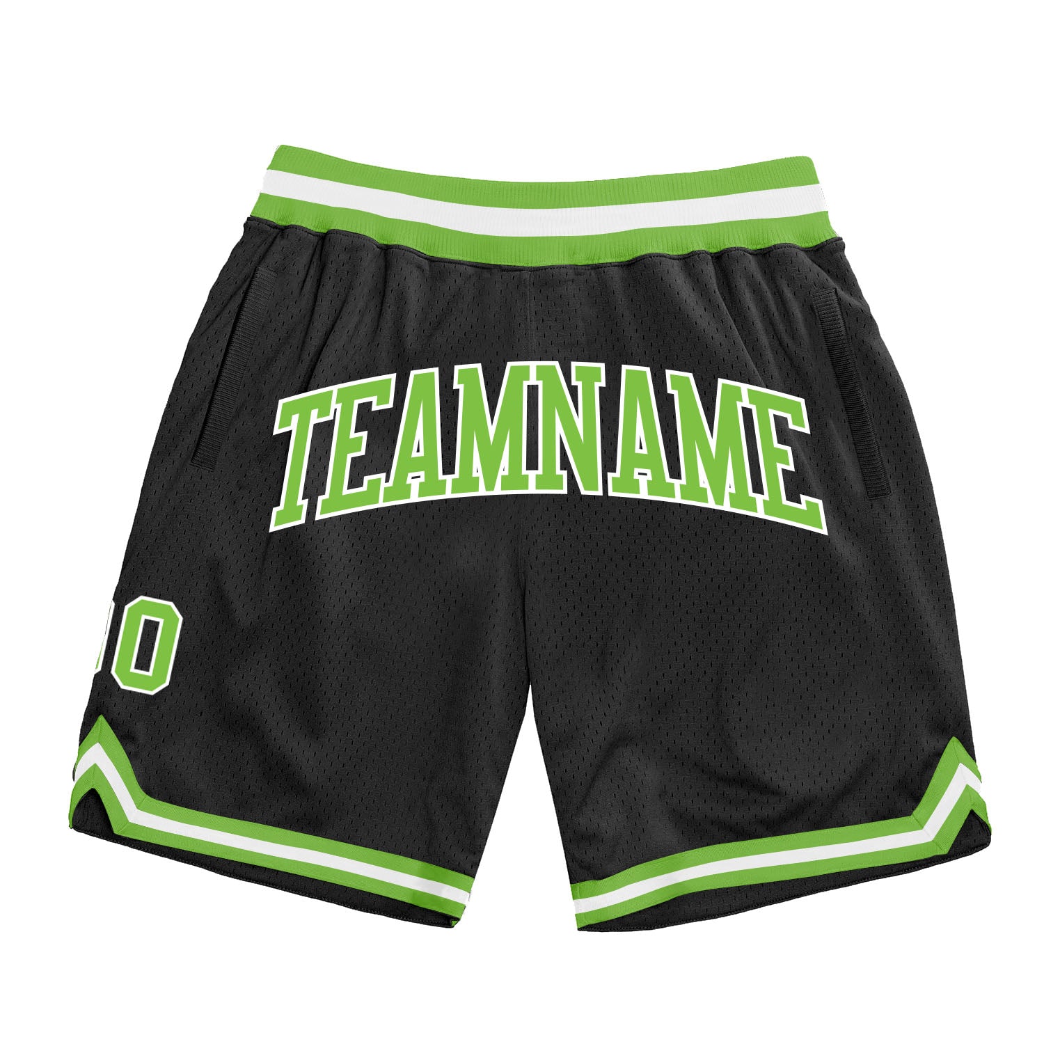 Custom Black Neon Green-White Basketball Shorts - Authentic Throwback Design Custom Black Neon Green-White Authentic Throwback