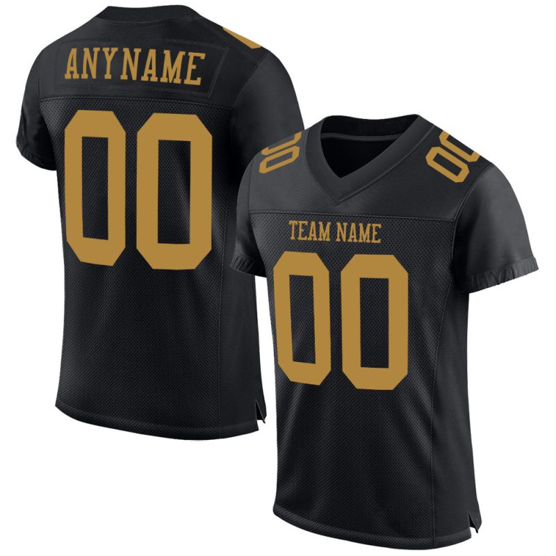 Custom Black Old Gold Mesh Authentic Football Jersey for Men and Women Custom Black Old Gold Mesh Authentic Football Jersey