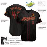 Custom Black Crimson Old Gold Pinstripe Baseball Jersey - Authentic Sports Apparel Custom Black Old Gold Pinstripe Crimson-Old