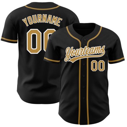 Custom Black Gold White Authentic Baseball Jersey - Personalized Sportswear Custom Black Old Gold-White Authentic Baseball