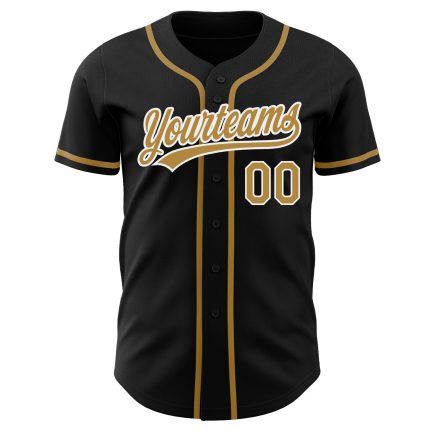 Custom Black Gold White Authentic Baseball Jersey - Personalized Sportswear Custom Black Old Gold-White Authentic Baseball