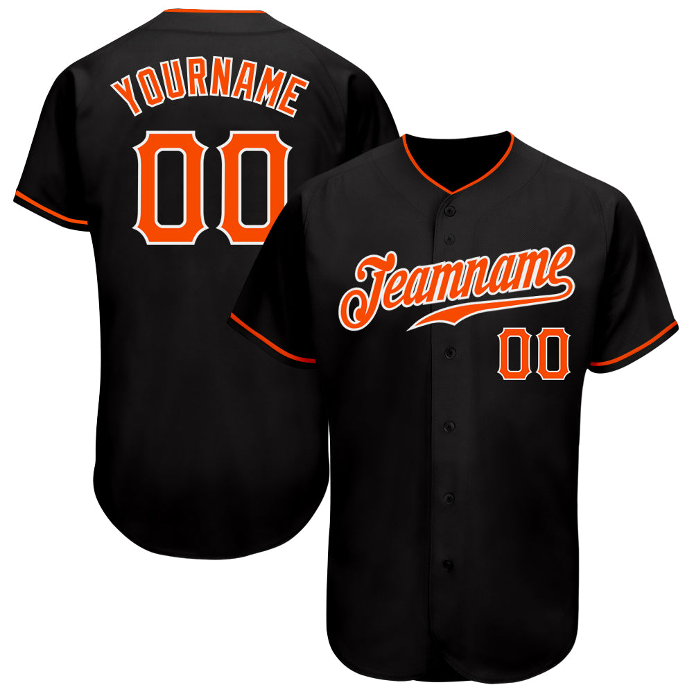 Custom Baseball Jersey Black Orange White Authentic Style 9650 Custom Black Orange-White Authentic Baseball Jersey Style