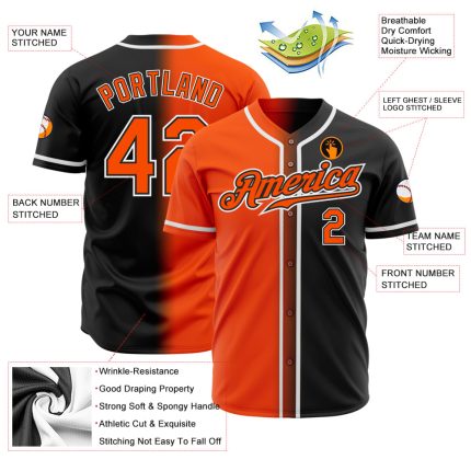 Custom Black Orange White Fade Fashion Baseball Jersey for Authentic Style Custom Black Orange-White Authentic Fade Fashion