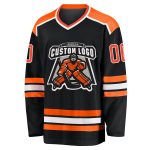 Custom Black Orange White Hockey Jersey - Personalized Team Sports Apparel Custom Black Orange-White Hockey Jersey