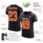 Custom Authentic Football Jersey - Black Orange White Mesh Design Custom Black Orange-White Mesh Authentic Football Jersey
