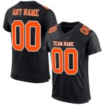 Custom Authentic Football Jersey - Black Orange White Mesh Design Custom Black Orange-White Mesh Authentic Football Jersey