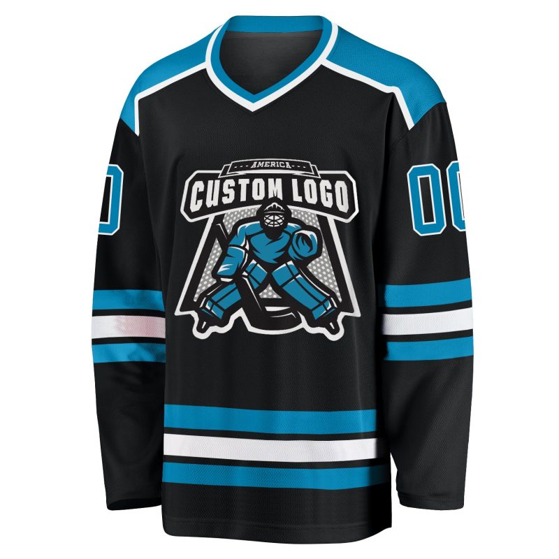 Custom Black Panther Hockey Jersey - Blue White Team Apparel for Fans Custom Black Panther Blue-White Hockey Jersey