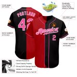 Custom Split Fashion Baseball Jersey - Black Pink Red White Authentic Design Custom Black Pink Red-White Authentic Split