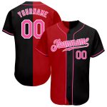 Custom Split Fashion Baseball Jersey - Black Pink Red White Authentic Design Custom Black Pink Red-White Authentic Split