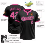 Custom Black Pink White Unisex Softball Jersey 2-Button Style 6337 Custom Black Pink-White Two-Button Unisex Softball Jersey