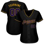 Custom Black Purple Gold Baseball Jersey - Authentic Style 6138 Custom Black Purple-Gold Authentic Baseball Jersey Style