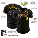 Black Purple Gold Custom Baseball Jersey Authentic Style 9369 Custom Black Purple-Gold Authentic Baseball Jersey Style 9369