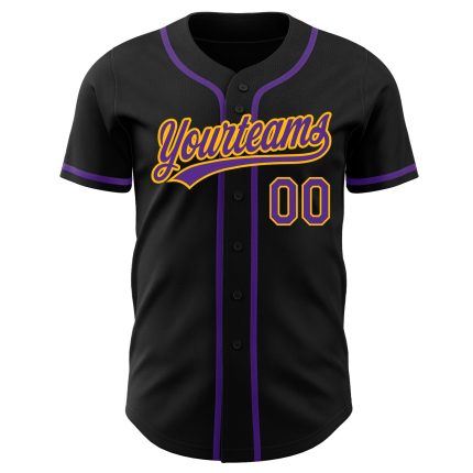 Custom Black Purple Gold Baseball Jersey - Authentic Style 9409 Custom Black Purple-Gold Authentic Baseball Jersey Style