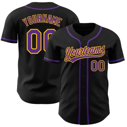 Custom Black Purple Gold Baseball Jersey - Authentic Style 9409 Custom Black Purple-Gold Authentic Baseball Jersey Style