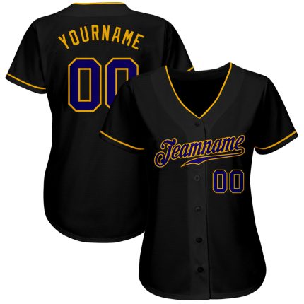 Custom Black and Purple-Gold Authentic Baseball Jersey - Style 9793 Custom Black Purple-Gold Authentic Baseball Jersey Style