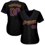 Custom Black Purple Gold Baseball Jersey - Authentic Design, Personalized Style Custom Black Purple-Gold Authentic Baseball