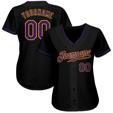 Custom Black Purple Gold Baseball Jersey - Authentic Design, Personalized Style Custom Black Purple-Gold Authentic Baseball