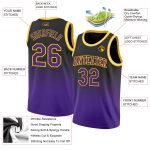 Custom Fade Basketball Jersey - Authentic Black Purple Gold Design Custom Black Purple-Gold Authentic Fade Fashion Basketball