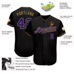 Custom Black Purple Old Gold Baseball Jersey - Authentic MLB Style Jersey Custom Black Purple-Old Gold Authentic Baseball