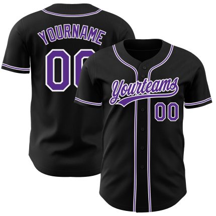 Custom black, purple and white baseball jersey