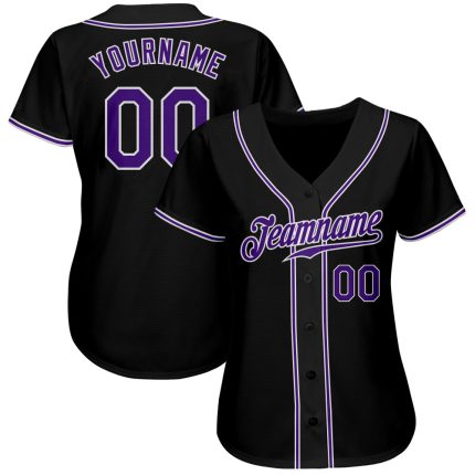 Custom Black Purple White Baseball Jersey - Authentic Style 7895 Custom Black Purple-White Authentic Baseball Jersey Style