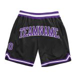 Custom Basketball Shorts - Authentic Throwback in Black, Purple, and White Custom Black Purple-White Authentic Throwback
