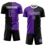 Custom Black Purple White Sublimation Soccer Jersey Fashion Uniform Outfit Custom Black Purple-White Sublimation Split Fashion
