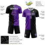 Custom Black Purple White Sublimation Soccer Jersey Fashion Uniform Outfit Custom Black Purple-White Sublimation Split Fashion