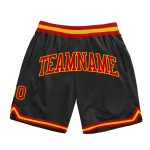 Custom Black Red Gold Basketball Shorts - Authentic Throwback Design Custom Black Red-Gold Authentic Throwback Basketball