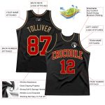 Custom Black Red Gold Throwback Basketball Jersey - Authentic Design Custom Black Red-Old Gold Authentic Throwback Basketball