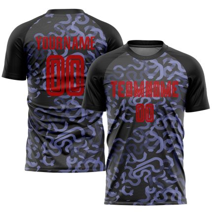 Custom Soccer Jersey - Black Red Purple Third Uniform with Sublimation Design Custom Black Red-Purple Third Sublimation Soccer